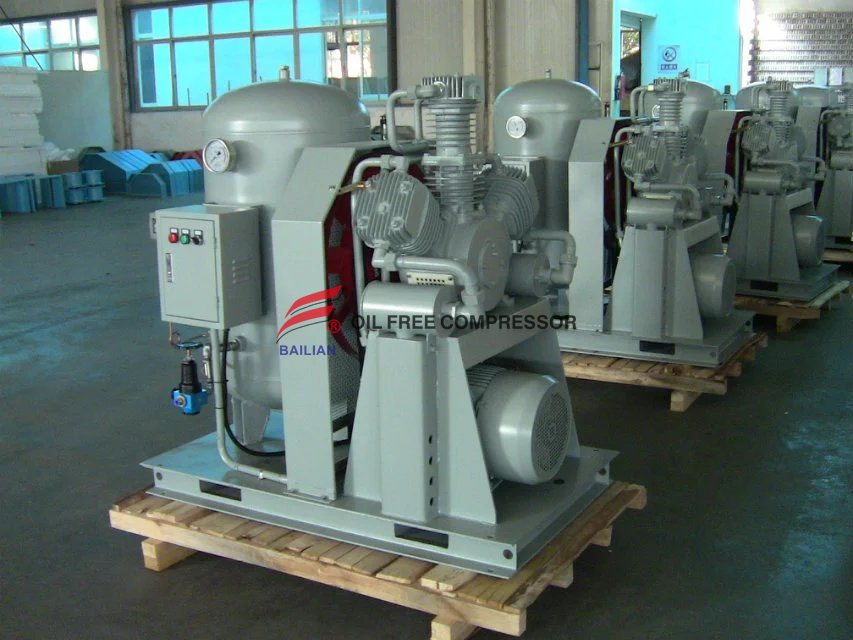 heavy duty food industrial oil free piston type air compressor