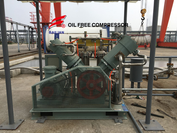 Bailian brand oil free Difluoromethane R32 compressor working site at customer